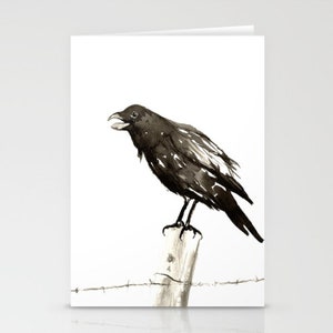 Rabe Kunst Karte - Vogel Aquarell Malerei - Notiz oder Grußkarte