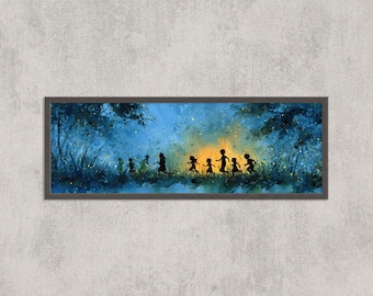 蛍の版画：気まぐれな子供の夜の森の絵画 - Etsy 日本