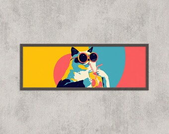 Lámina de gato / Arte pop retro, gafas de sol