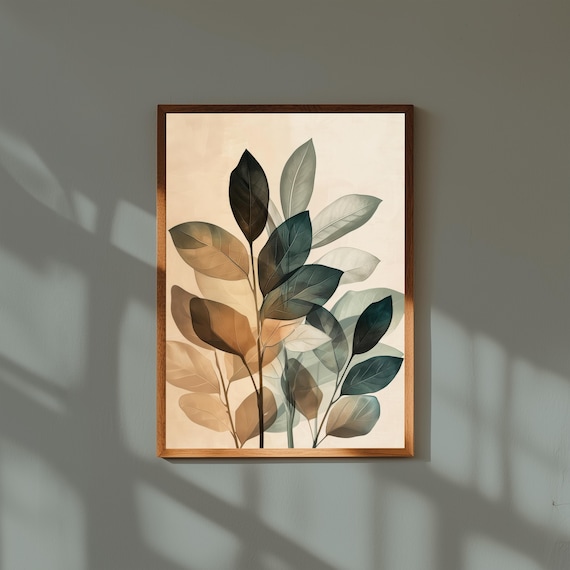 Abstract Botanical Wall Art Print | Modern Nature-Inspired Plant Art | Minimalist Floral Fine Art Decor, Museum Quality Framed Prints