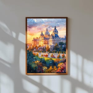 Watercolor Painting of the Palace of Versailles France | French Royal Palace Wall Art Print | Baroque Architecture Travel Poster