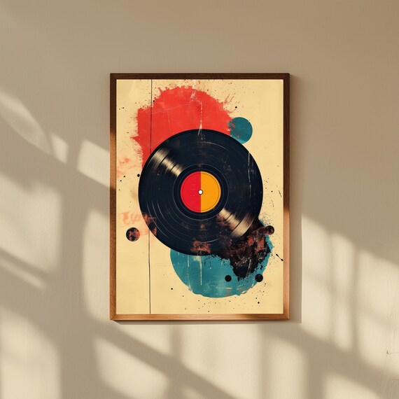 Retro Vinyl Record Canvas Wall Art | Bold Pop Art Music Print | Colorful Record Decor | Vintage Music Room Art | Audiophile Gift
