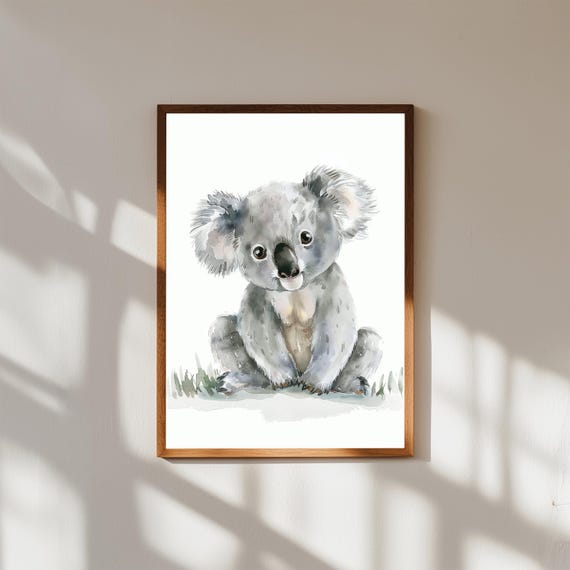 Cute Baby Koala Watercolor Wall Art | Australian Nursery Animal Print | Eucalyptus Baby Room Decor | Gender Neutral Baby Shower Gift