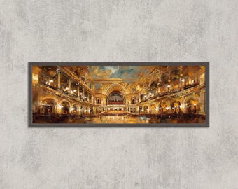 Vienna Opera House Wall Art, Golden Interior Painting, Austrian