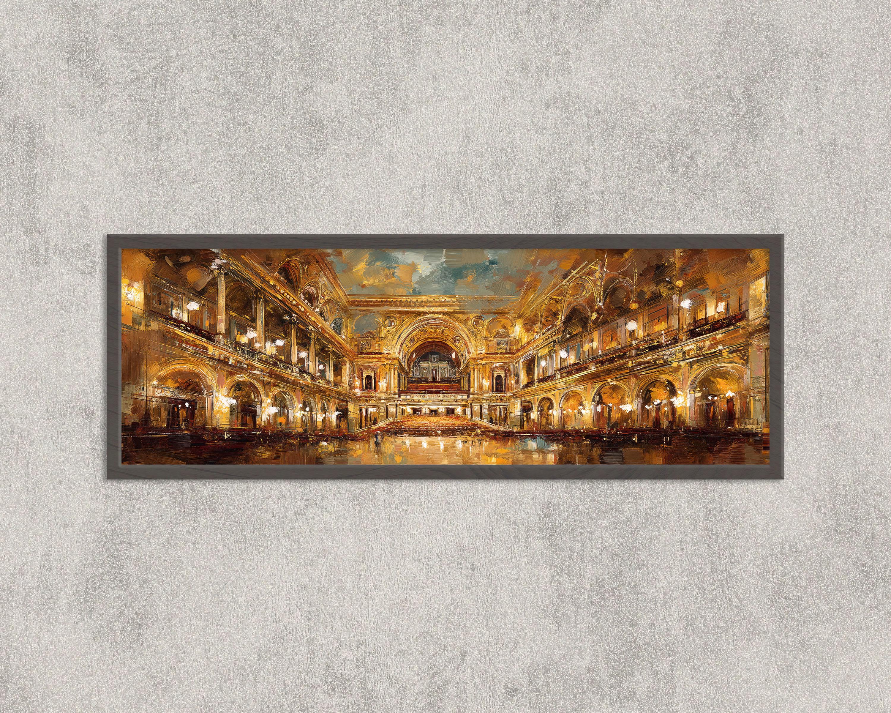 アート・デザイン・音楽 THE VIENNA OPERA Marcel Prawy Vienna Opera House Wall Art, Golden Interior Painting, Austrian