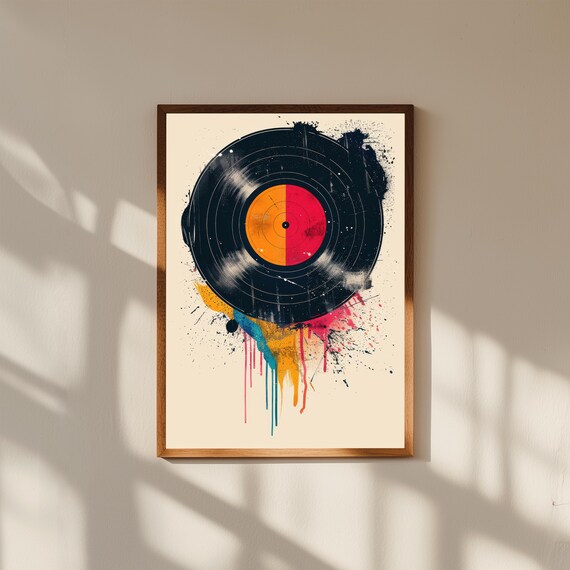 Retro Vinyl Record Canvas Wall Art | Bold Pop Art Music Print | Colorful Record Decor | Vintage Music Room Art | Audiophile Gift