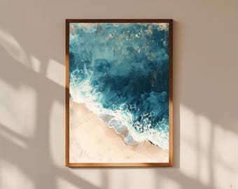 Abstract Coastal Print: Minimalist Seascape, Blue Neutral Tones