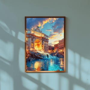 Trevi Fountain Watercolor Print: Italian Landmark Art