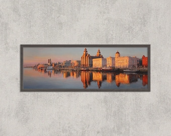 Acuarela del paseo marítimo de Liverpool: Impresión artística del horizonte de la ciudad