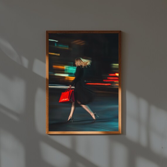 Elegant Blonde Woman Photo – Fashion Wall Art Print – Black Skirt & Heels Glamour Shot – Modern Chic Decor – Editorial Style Artwork
