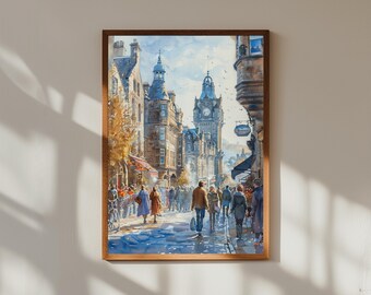 Edinburgh Royal Mile Watercolor Print: Scottish Cityscape Art