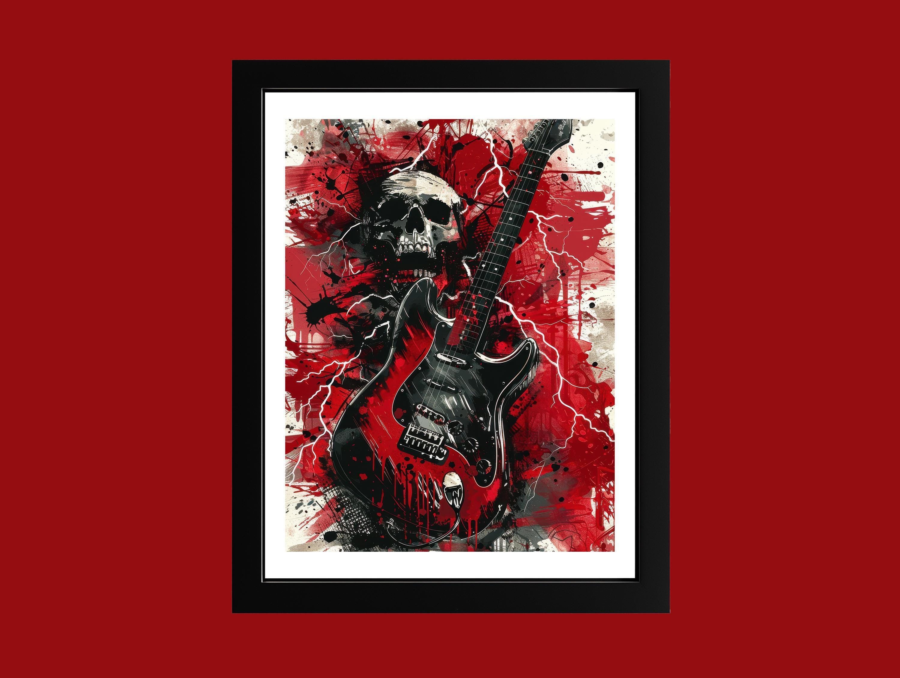 Edgy Skull & Guitar Canvas Art: Gothic Rock Music Decor - Etsy