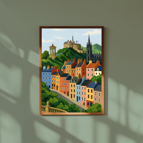 Edinburgh Art Print, Scotland Art Print, Victoria Street, Bow Street, Edinburgh Poster, Edinburgh Gift Gift, Travel Gift, Housewarming