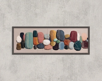 Abstract Stacked Stone Print: Modern Geometric Pebble Art