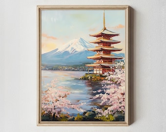 Mount Fuji Painting Poster: Japanese Minimalist Landscape Art