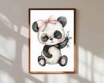 Baby Panda Watercolor Art Print | Nursery Animal Decor