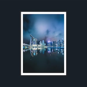 Singapore Marina Bay Sands Night Print: Modern Cityscape Photography