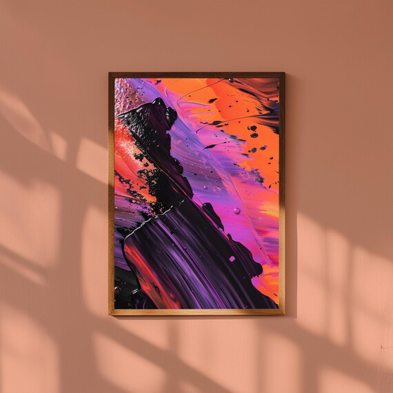 Gestural Abstract Painting Print | Expressive Brushstroke Modern Wall Art | Dynamic Minimalist Fine Art Decor, Museum Quality Print