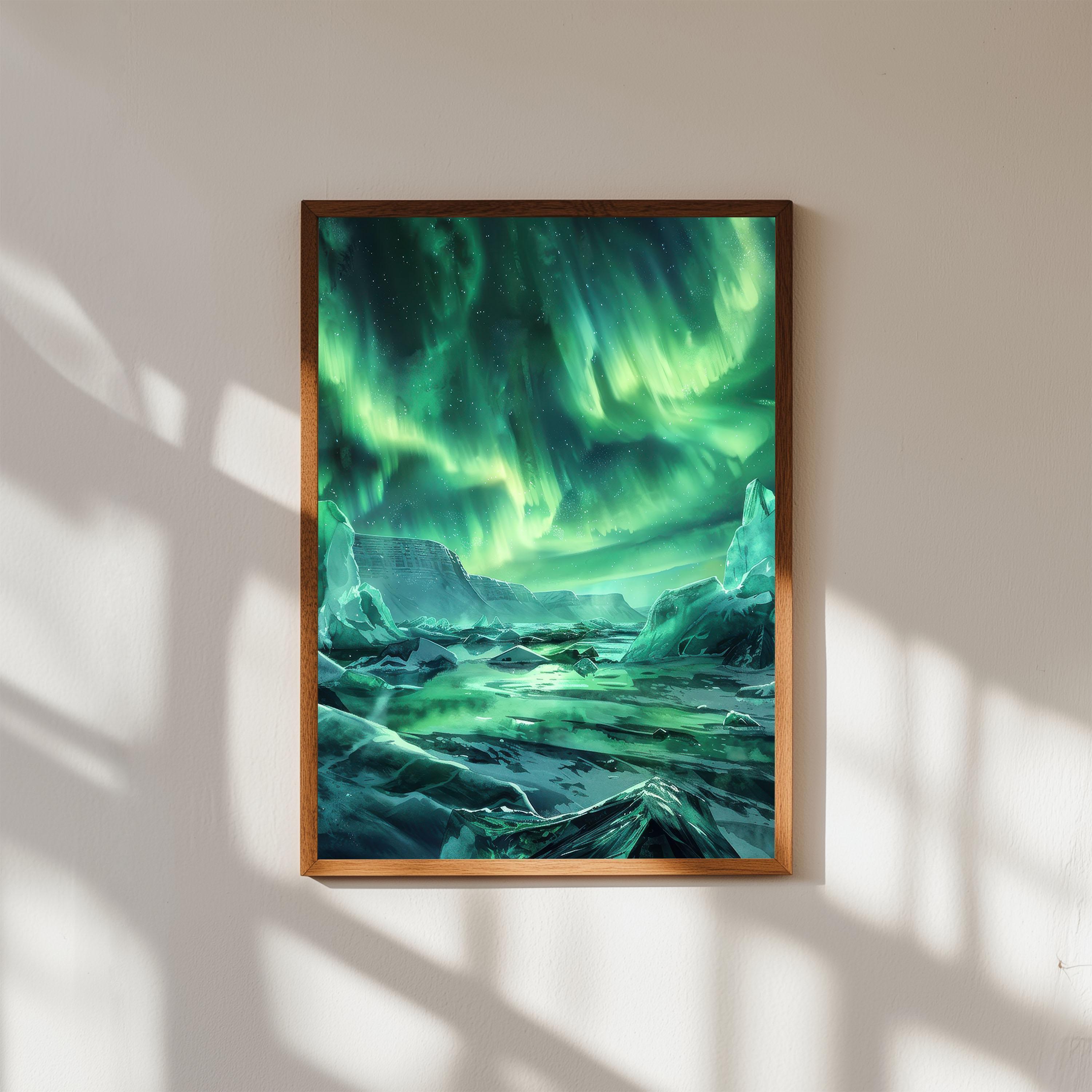 Northern Lights Watercolor Print: Iceland Aurora Borealis Art - Etsy