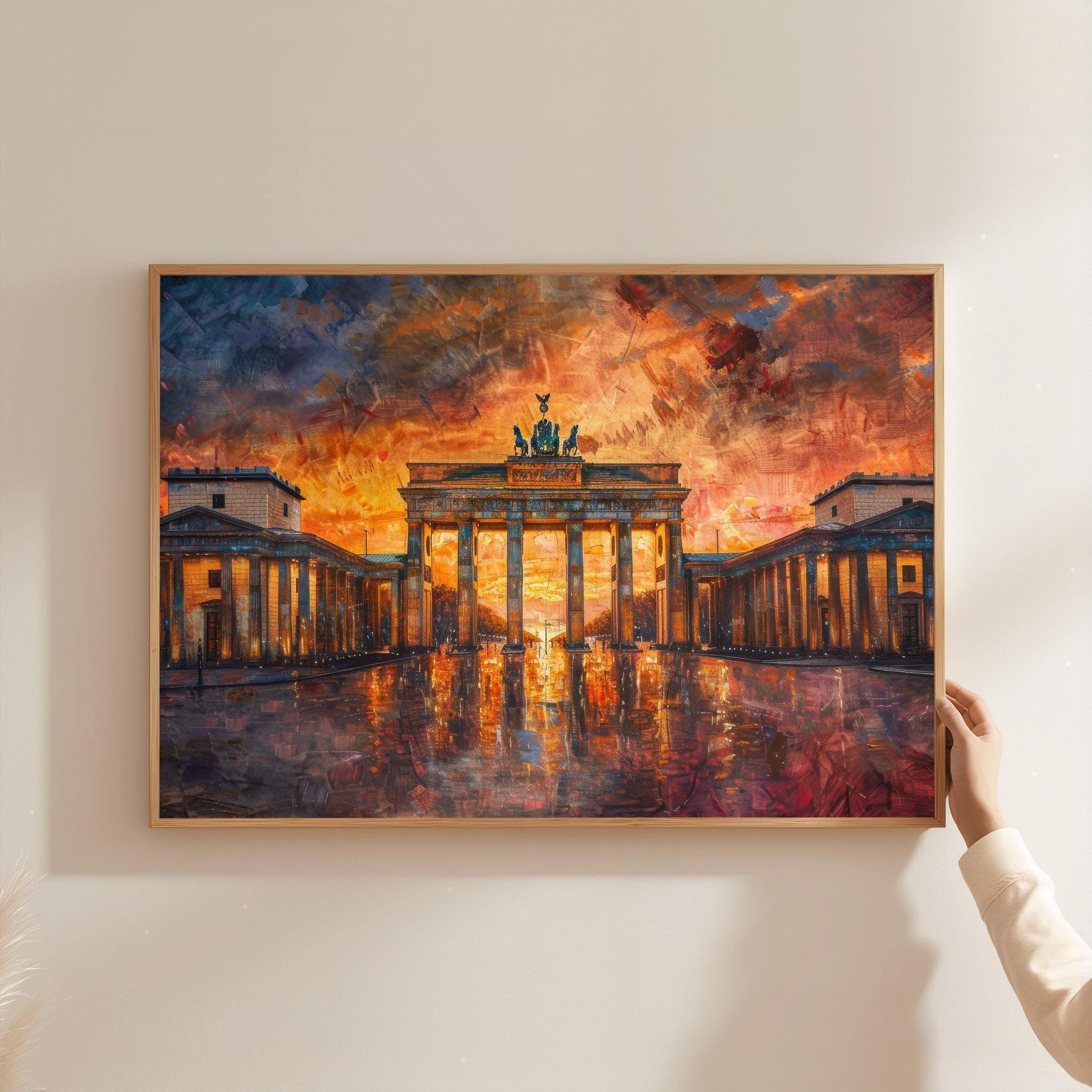 ブランデンブルク門の油絵プリント：ベルリンの街並みのキャンバス