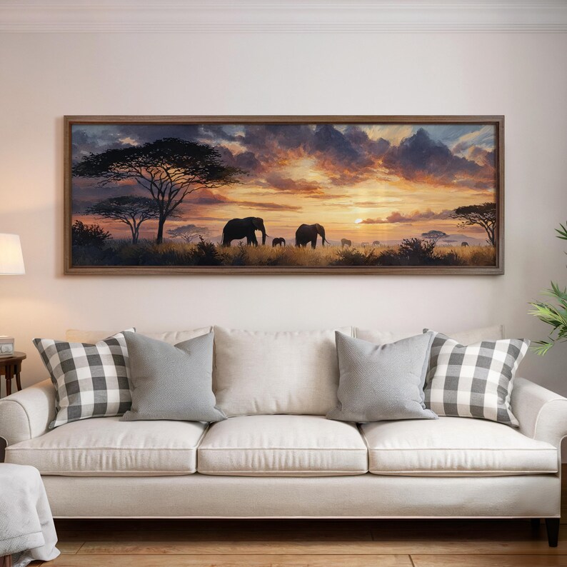 Serengeti Elephants Sunset Watercolor Print: African Safari Wall Art - Etsy