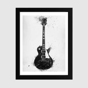 Artistic Electric Guitar Canvas Wall Art | Music Lover Gift | Guitar Silhouette Print | Rock and Roll Home Decor | Music Room Art Print
