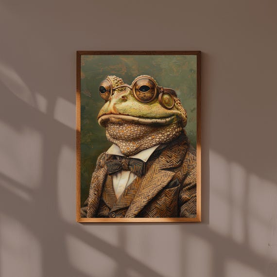 Animal Portrait Oil Painting Print | Animals in Suits Wall Art | Vintage Style Dressed Animal Art | Funny Pet Decor | Quirky Gift Idea