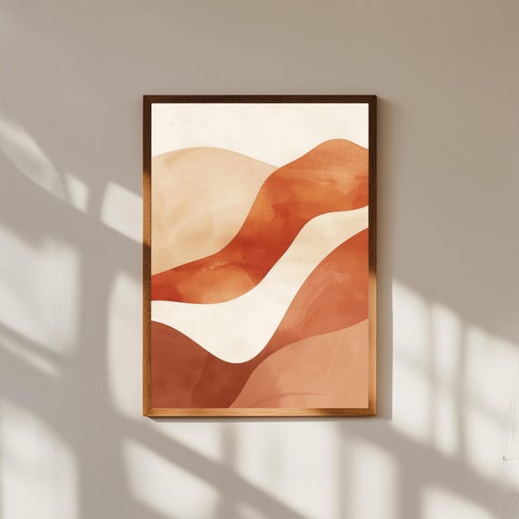 Boho Abstract Wall Art Print, Neutral Minimalist Poster, Modern Aesthetic Home Decor, Beige Earth Tone Art, Digital Download, Large Wall Art