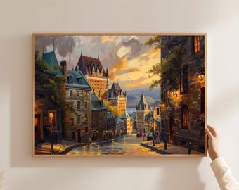 "Lederdruck von ""Chateau Frontenac Sonnenuntergang"": Historische Architektur Québec"