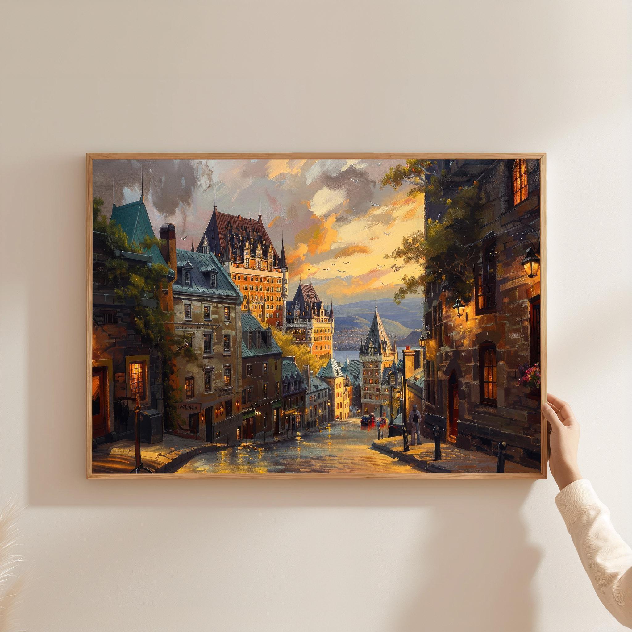 Château Frontenac Sunset Canvas Print: Quebec City Historic