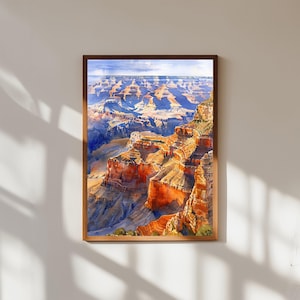 Grand Canyon Watercolor Print: Desert Landscape, Red Rock Art