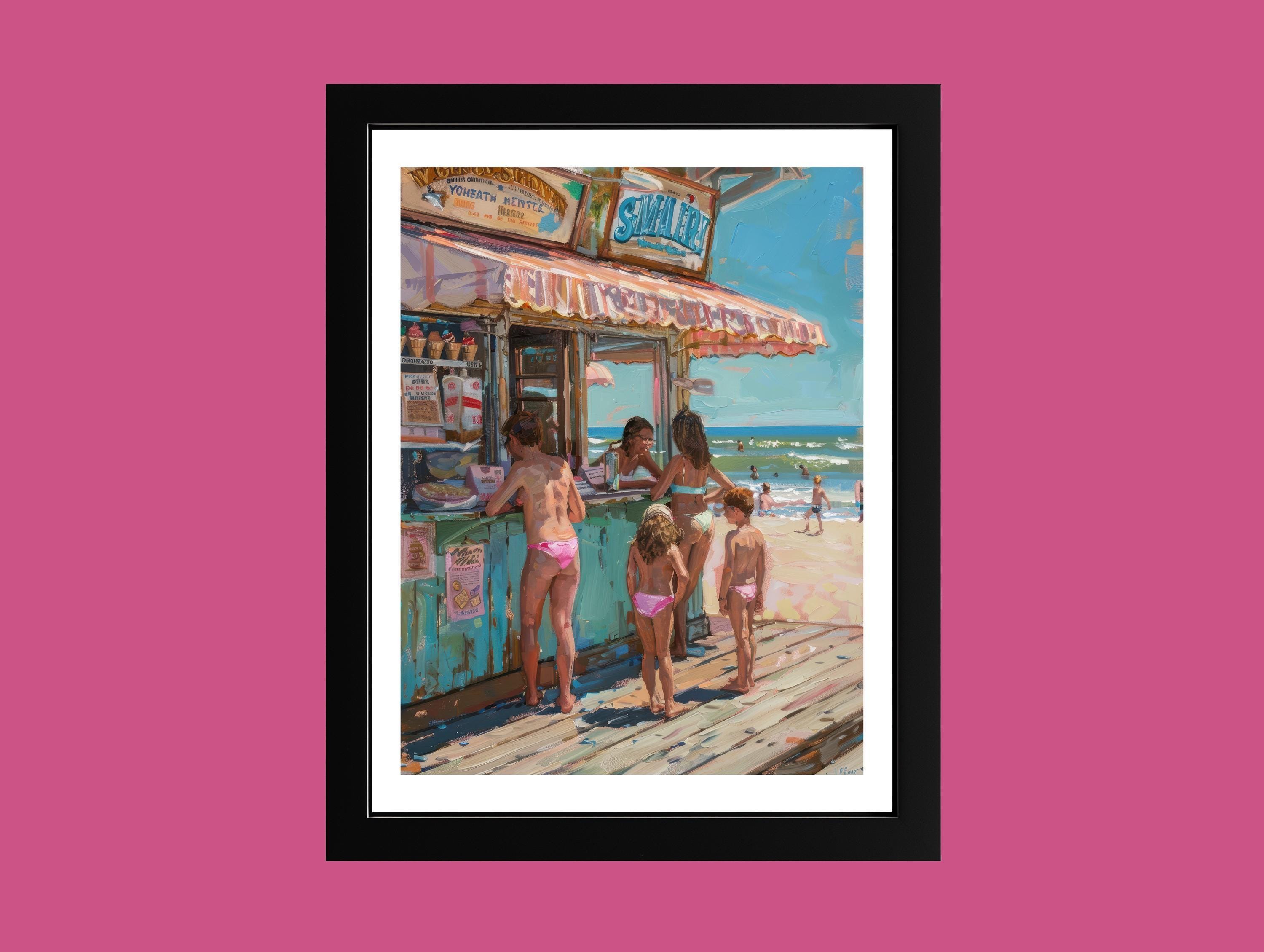 1950s Ice Cream Stand Print: Retro Boardwalk Americana Wall Art