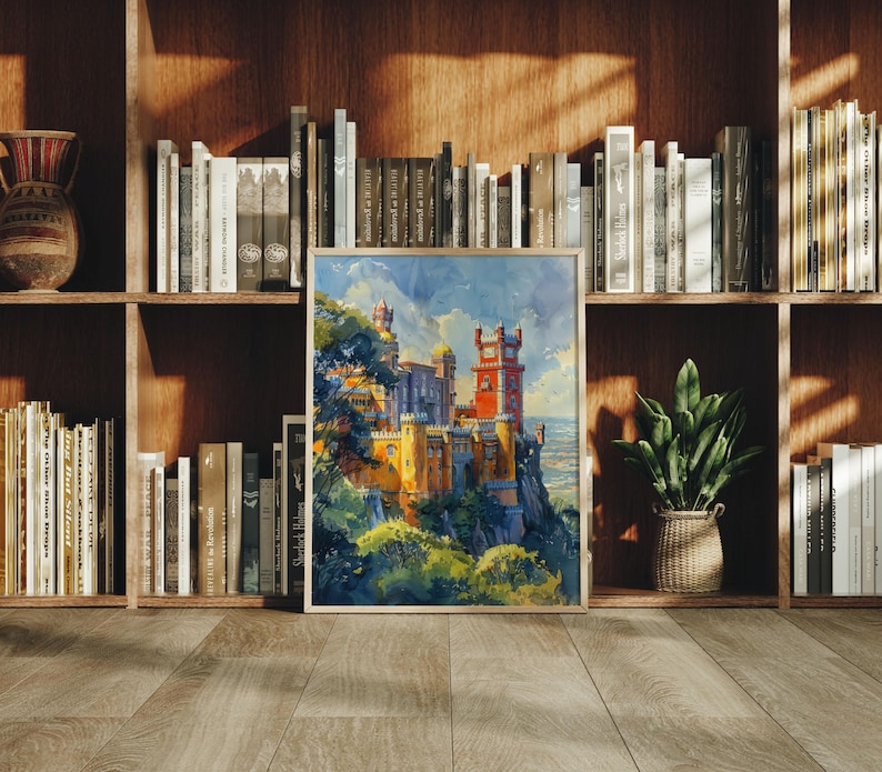 ""Pena Palace"" Aquarell Gemälde: Burg Sintra Portugal Kunstdruck." Bild 3