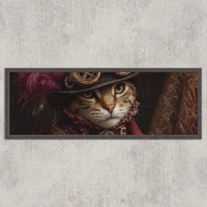 Steampunk Cat Portrait: Victorian Gothic Animal Art Print