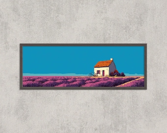 Lavender Field Landscape Print: Provence Farmhouse Wall Art