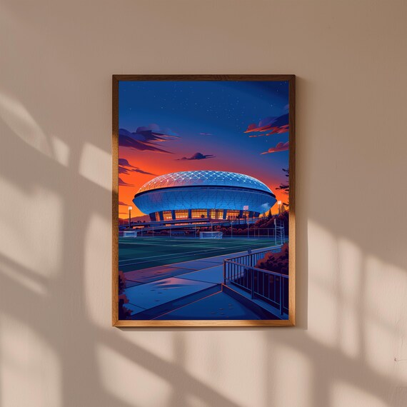 Allianz Arena Poster Print | Modern Stadium Wall Art | Munich Football Illustration | Bayern Munich Decor | Travel Sports Stadium Art