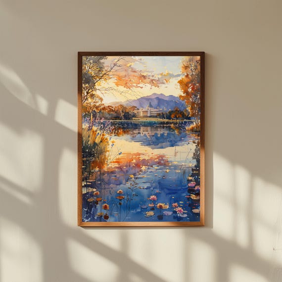 Hobart Watercolor Wall Art Print | Tasmania Skyline Poster | Hobart Cityscape Decor | Australian Travel Print | Gift for Tasmanians