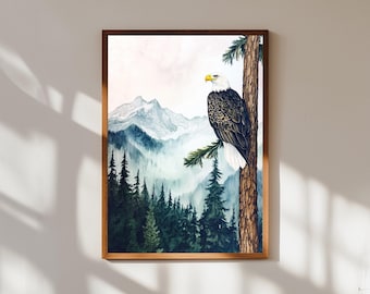 Print Amerikaanse zeearend: rustieke muurkunst hut
