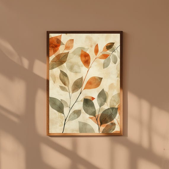 Abstract Botanical Wall Art Print | Modern Nature-Inspired Plant Art | Minimalist Floral Fine Art Decor, Museum Quality Framed Prints