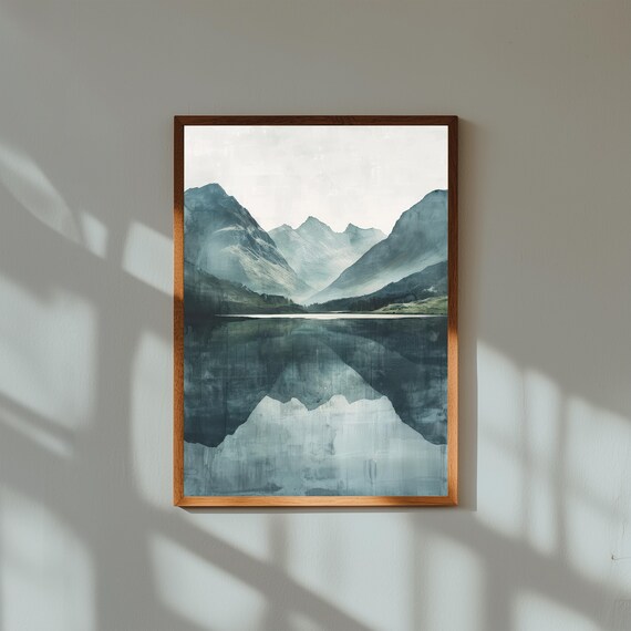 Calm Scottish Highlands Loch Wall Art | Still Water Reflecting Mountains | Tranquil Landscape Canvas Print | Nature Home Decor