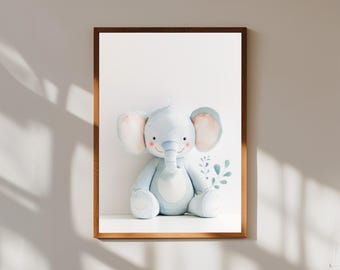 Baby Elephant Watercolor Print | Nursery Animal Wall Art