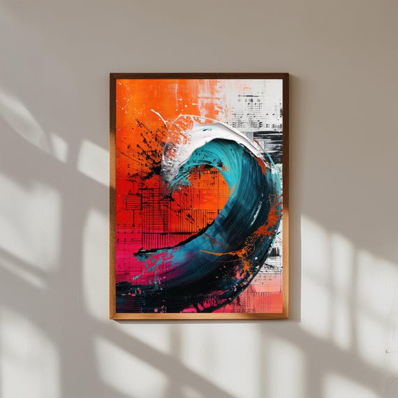 Modern Abstract Sound Wave Canvas Wall Art | Minimalist Audio Art Print | Music Lover Decor | Vibrant Waveform Wall Art for Living Room