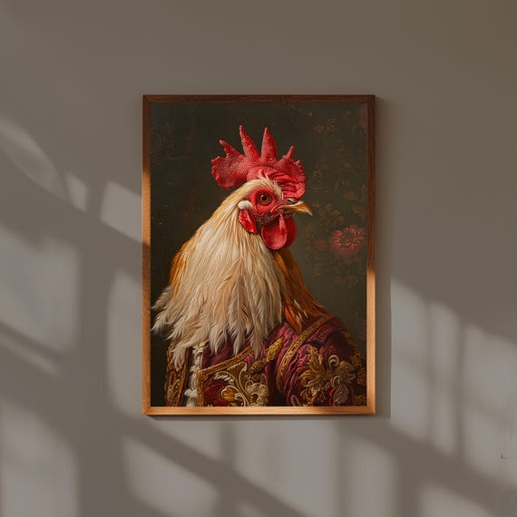 Animal Portrait Oil Painting Print | Animals in Suits Wall Art | Vintage Style Dressed Animal Art | Funny Pet Decor | Quirky Gift Idea