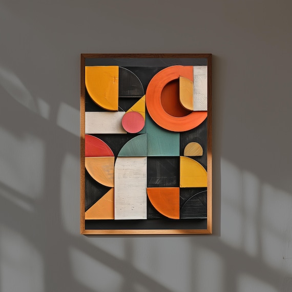 Geometric Abstract Relief Wall Art | Modern 3D Textured Minimalist Sculpture Print | Architectural Wall Decor