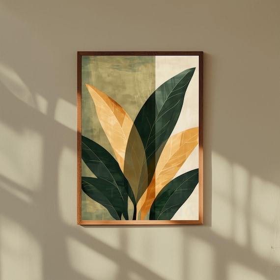 Abstract Botanical Wall Art Print | Modern Nature-Inspired Plant Art | Minimalist Floral Fine Art Decor, Museum Quality Framed Prints