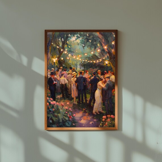 1920s Garden Party Poster, Elegant Vintage Wall Art, Gatsby Era Print, Roaring Twenties Illustration, Luxury Outdoor Scene Decor