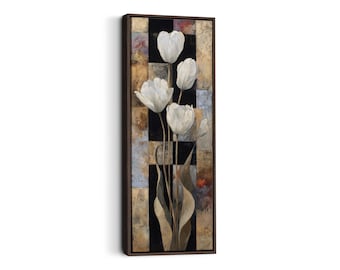 Ivory Tulip Painting Print: Elegant Abstract Floral Wall Art