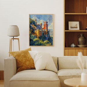 ""Pena Palace"" Aquarell Gemälde: Burg Sintra Portugal Kunstdruck." Bild 7
