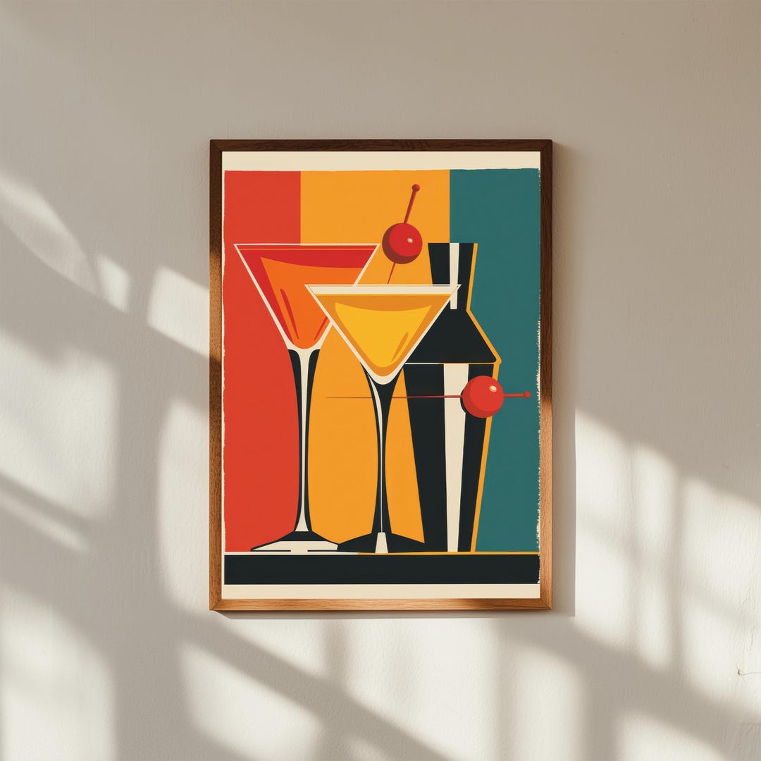 Retro Martini Print: Mid-century Modern Cocktail Bar Art - Etsy