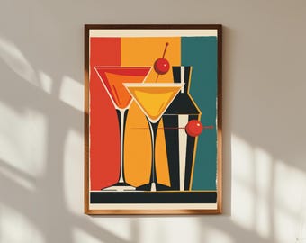 Retro Martini Print: Mid-Century Modern Cocktail Bar Art